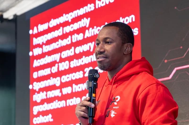 Dr Bright Gameli Mawudor presenting at the AfricaHackon summit, as pictured by The Star